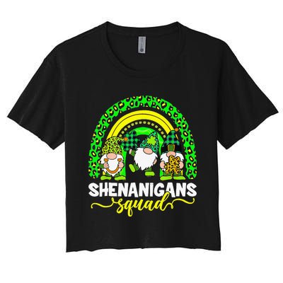 Shenanigans Squad Irish Gnomes Leopard Patrick's Day Women's Crop Top Tee