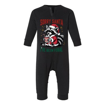 Sorry Santa IVe Been Feral Christmas Holiday Raccoon Infant Fleece One Piece