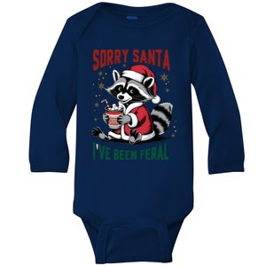 Sorry Santa IVe Been Feral Christmas Holiday Raccoon Baby Long Sleeve Bodysuit