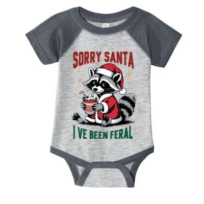 Sorry Santa IVe Been Feral Christmas Holiday Raccoon Infant Baby Jersey Bodysuit