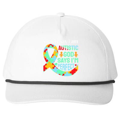 Society Say I Am Autistic God Says I'm Perfect Autism Awareness Snapback Five-Panel Rope Hat