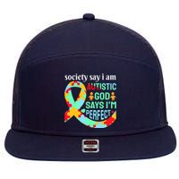 Society Say I Am Autistic God Says I'm Perfect Autism Awareness 7 Panel Mesh Trucker Snapback Hat