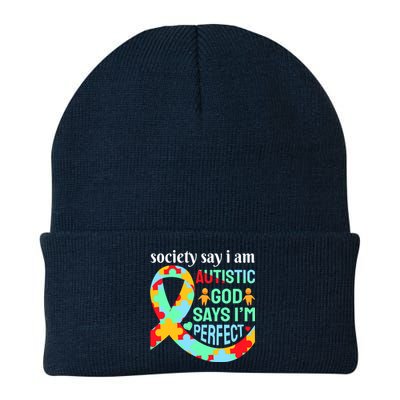 Society Say I Am Autistic God Says I'm Perfect Autism Awareness Knit Cap Winter Beanie