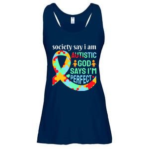 Society Say I Am Autistic God Says I'm Perfect Autism Awareness Ladies Essential Flowy Tank