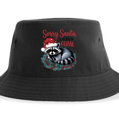 Sorry Santa IVe Been Feral Christmas Holiday Raccoon Sustainable Bucket Hat