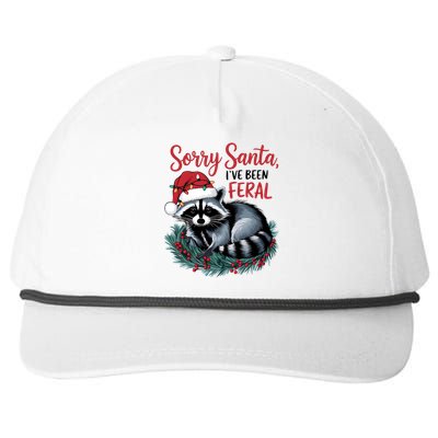 Sorry Santa IVe Been Feral Christmas Holiday Raccoon Snapback Five-Panel Rope Hat