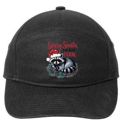 Sorry Santa IVe Been Feral Christmas Holiday Raccoon 7-Panel Snapback Hat