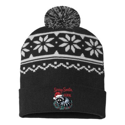 Sorry Santa IVe Been Feral Christmas Holiday Raccoon USA-Made Snowflake Beanie