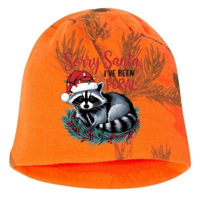 Sorry Santa IVe Been Feral Christmas Holiday Raccoon Kati - Camo Knit Beanie