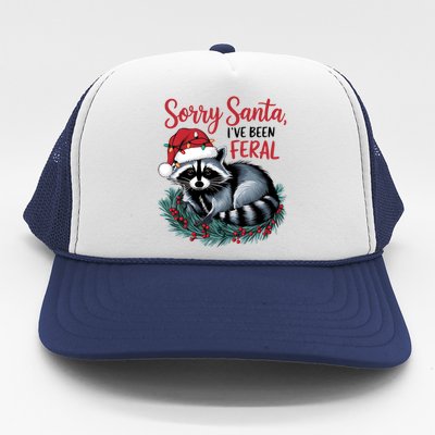 Sorry Santa IVe Been Feral Christmas Holiday Raccoon Trucker Hat