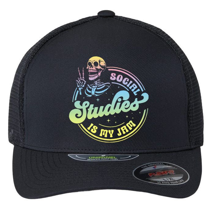 Social Studies Is My Jam Skeleton History Teacher Costume Flexfit Unipanel Trucker Cap