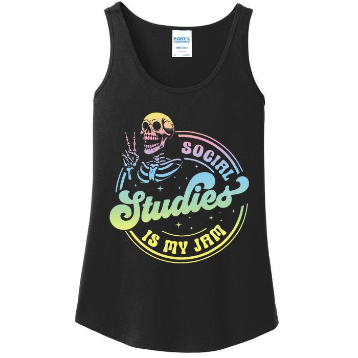 Social Studies Is My Jam Skeleton History Teacher Costume Ladies Essential Tank