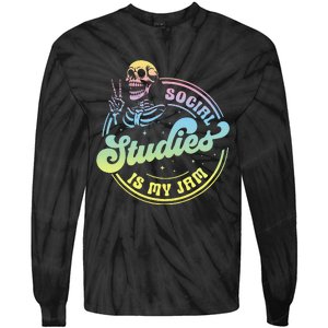 Social Studies Is My Jam Skeleton History Teacher Costume Tie-Dye Long Sleeve Shirt