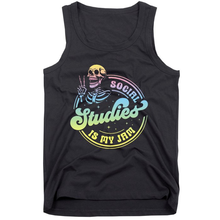 Social Studies Is My Jam Skeleton History Teacher Costume Tank Top