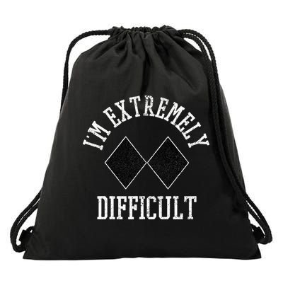 Ski Snowboard IM Extremely Difficult Diamond Sign Funny Drawstring Bag