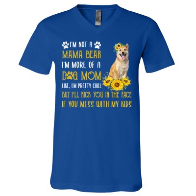 Sunflower Shiba Inu Mom Mothers Day Dog Mom Gift V-Neck T-Shirt