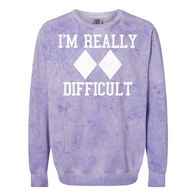 Ski Snowboard Im Really Difficult Diamond Sign Black Funny Gift Colorblast Crewneck Sweatshirt