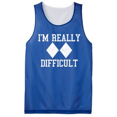 Ski Snowboard Im Really Difficult Diamond Sign Black Funny Gift Mesh Reversible Basketball Jersey Tank