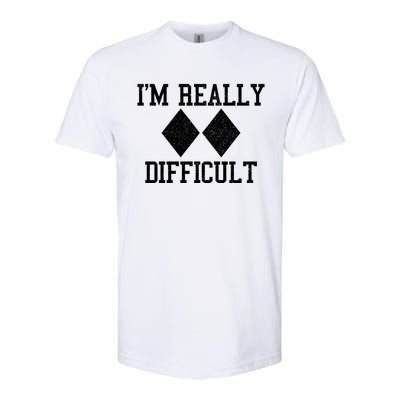 Ski Snowboard Im Really Difficult Diamond Sign Black Funny Gift Softstyle® CVC T-Shirt