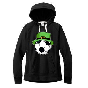 Soccer Sport Irish Shamrock Funny St Patricks Day Meaningful Gift Women's Fleece Hoodie