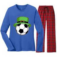 Soccer Sport Irish Shamrock Funny St Patricks Day Meaningful Gift Women's Long Sleeve Flannel Pajama Set 