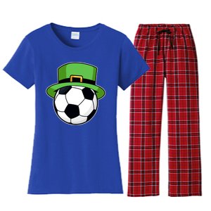 Soccer Sport Irish Shamrock Funny St Patricks Day Meaningful Gift Women's Flannel Pajama Set