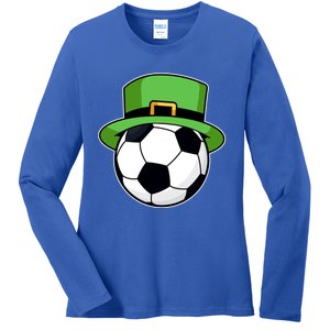 Soccer Sport Irish Shamrock Funny St Patricks Day Meaningful Gift Ladies Long Sleeve Shirt