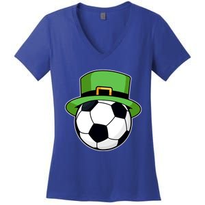 Soccer Sport Irish Shamrock Funny St Patricks Day Meaningful Gift Women's V-Neck T-Shirt