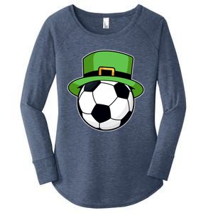 Soccer Sport Irish Shamrock Funny St Patricks Day Meaningful Gift Women's Perfect Tri Tunic Long Sleeve Shirt