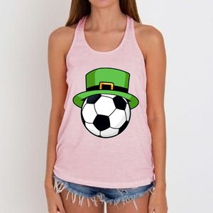 Soccer Sport Irish Shamrock Funny St Patricks Day Meaningful Gift Women's Knotted Racerback Tank