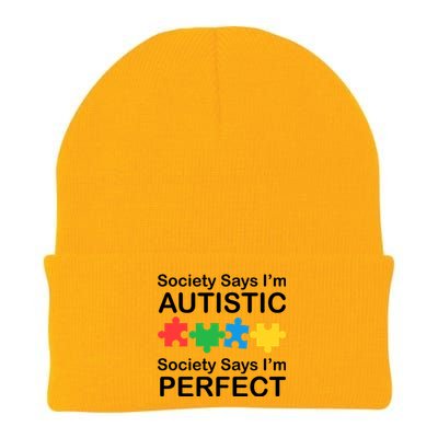 Society Says Im Autistic God Says Im Perfect Knit Cap Winter Beanie