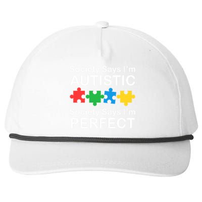 Society Says Im Autistic God Says Im Perfect Snapback Five-Panel Rope Hat