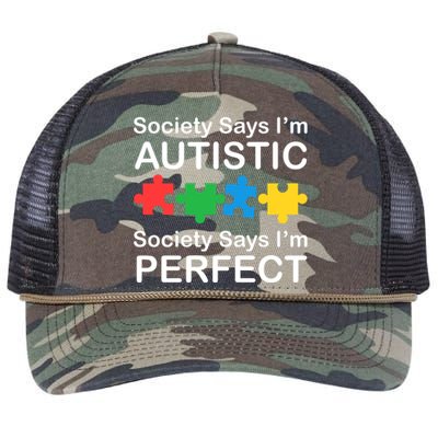 Society Says Im Autistic God Says Im Perfect Retro Rope Trucker Hat Cap