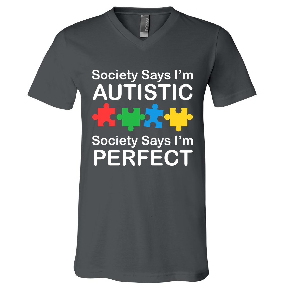 Society Says Im Autistic God Says Im Perfect V-Neck T-Shirt