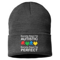 Society Says Im Autistic God Says Im Perfect Sustainable Knit Beanie