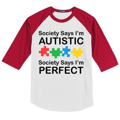 Society Says Im Autistic God Says Im Perfect Kids Colorblock Raglan Jersey