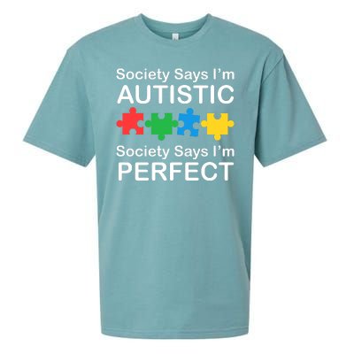 Society Says Im Autistic God Says Im Perfect Sueded Cloud Jersey T-Shirt