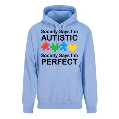 Society Says Im Autistic God Says Im Perfect Unisex Surf Hoodie