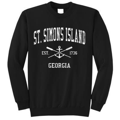 St. Simons Island GA Vintage Crossed Oars & Boat Anchor Spor Sweatshirt