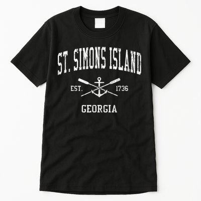 St. Simons Island GA Vintage Crossed Oars & Boat Anchor Spor Tall T-Shirt