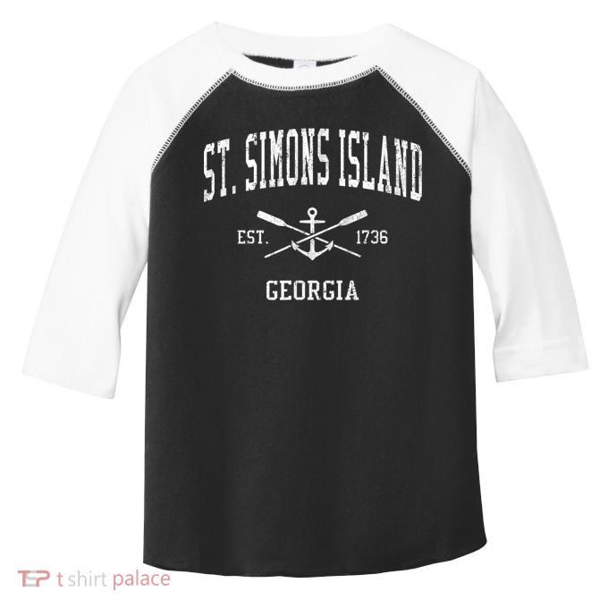 St. Simons Island GA Vintage Crossed Oars & Boat Anchor Spor Toddler Fine Jersey T-Shirt
