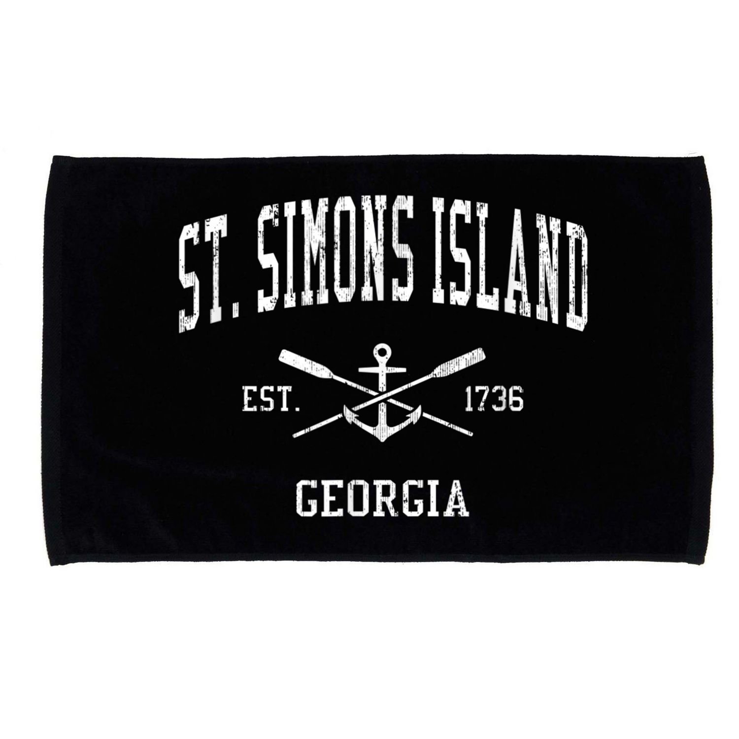 St. Simons Island GA Vintage Crossed Oars & Boat Anchor Spor Microfiber Hand Towel
