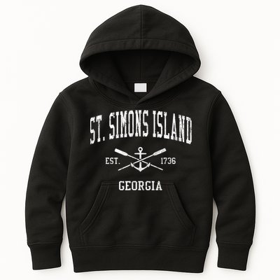 St. Simons Island GA Vintage Crossed Oars & Boat Anchor Spor Kids Hoodie