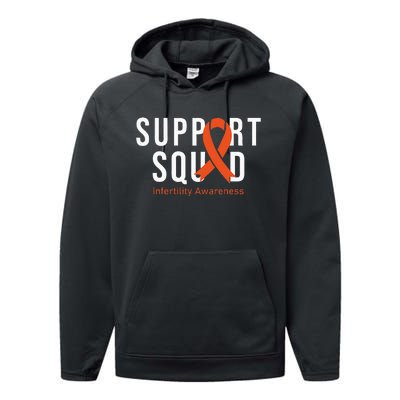 Support Squad Infertility Awareness Orange Ribbon Month Performance Fleece Hoodie