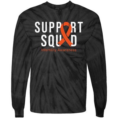 Support Squad Infertility Awareness Orange Ribbon Month Tie-Dye Long Sleeve Shirt