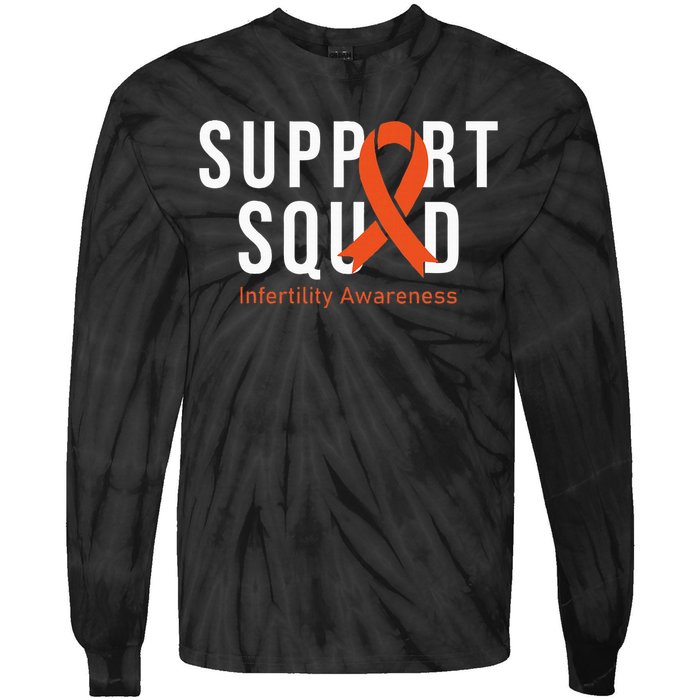 Support Squad Infertility Awareness Orange Ribbon Month Tie-Dye Long Sleeve Shirt