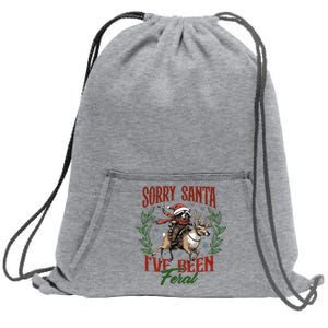 Sorry Santa I’Ve Been Feral Raccoon Riding Horse Sweatshirt Cinch Pack Bag