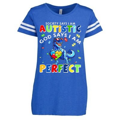 Society Says I'm Autistic God Says I'm Perfect Autism Funny Enza Ladies Jersey Football T-Shirt