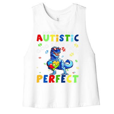 Society Says I'm Autistic God Says I'm Perfect Autism Funny Women's Racerback Cropped Tank