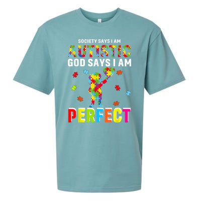 Society Says I'm Autistic God Says I'm Perfect Autism Gifts Sueded Cloud Jersey T-Shirt